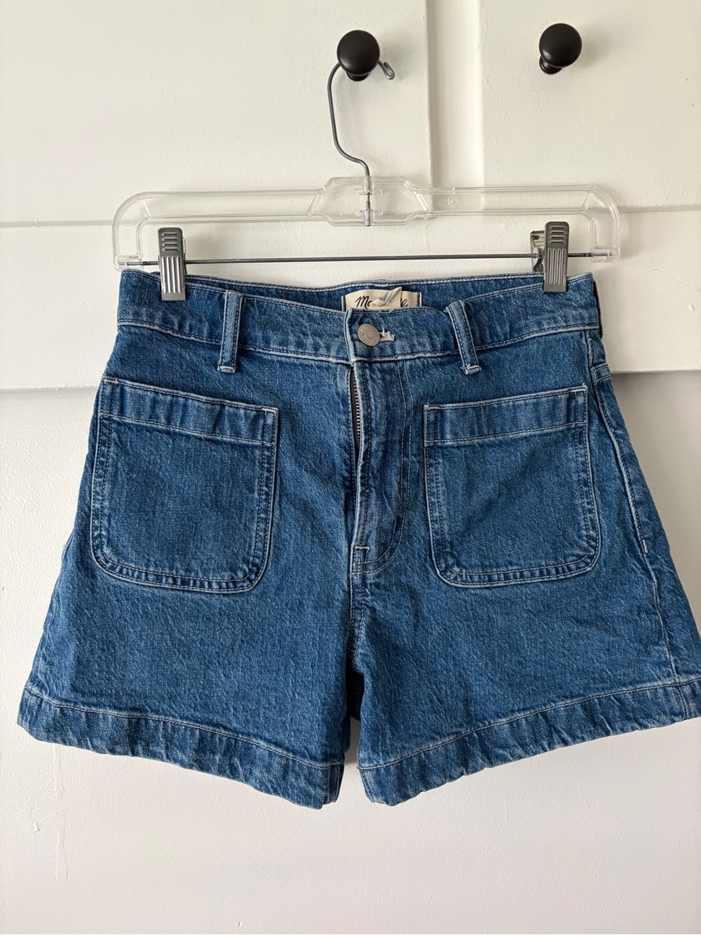 Madewell Sailor High-Rise Denim Patch Pocket Shorts - Blue